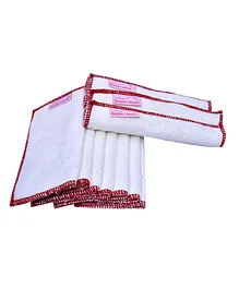 Mumma's Touch Bamboo Baby Wipe Towel Set of 10 - Off White with Red Border