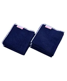 Mumma's Touch Bamboo Baby Face Towel Set of 10 - Navy Blue with White Border