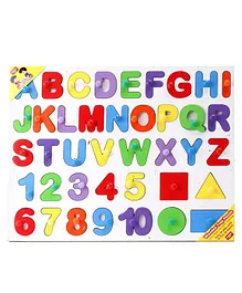 Anindita Wooden English Capital Alphabets With Numbers & Shapes Puzzle Multicolor - 40 Pieces 