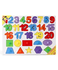 Anindita Wooden 1 to 20 Numbers & Shapes Puzzle Multicolor - 30 Pieces 