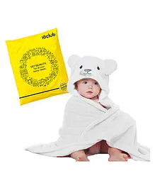 My NewBorn Hooded 2 In 1 Baby Blanket Cum Wrapper Puppy Design - White