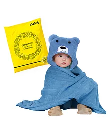 My NewBorn Hooded 2 In 1 Baby Blanket Cum Wrapper Panda Design - Blue