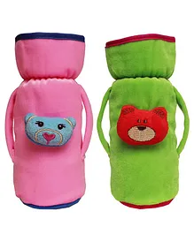 My NewBorn Velvet Bottle Cover  Motif Up to 240 ml Pack of 2 - Multocolour