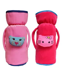 My NewBorn Velvet Bottle Cover  Motif Up to 240 ml Pack of 2 - Multocolour