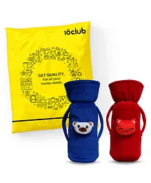 My NewBorn Velvet Bottle Cover Motif Up to 240 ml Pack of 2 - Multocolour