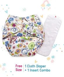 Babyhug Free Size Reusable Cloth Diaper With Insert - White (Packaging MAy Vary)