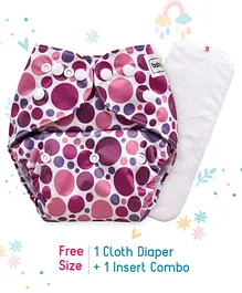 Babyhug Free Size Reusable Cloth Diaper With Insert Floral Print - Pink Purple