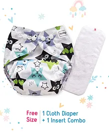 Babyhug Free Size Reusable Cloth Diaper With Insert Star Print (Color May Vary)