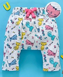 Babyhug 100% Cotton Diaper Leggings Cat Print - Multicolour