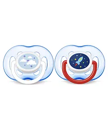 Avent Orthodontic Free Flow Soothers Pack of 2 - Blue & White