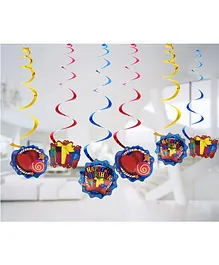 Syga Birthday Party Theme Hanging Swirl Decoration Gifts Theme Pack of 12 - Multicolor