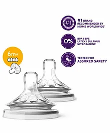Philips Avent Natural Teat Fast Flow Plus 4 Holes - Set of 2 