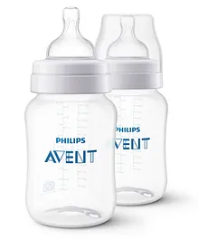 Avent Classic Anti Colic Bottle I Ideal for 1 Month+ I Slow Flow I BPA Free Pack of 2 - 260 ml 