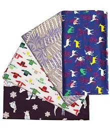 Kadam Baby Flannel Swaddle Wrap Pack of 4 - Multicolor