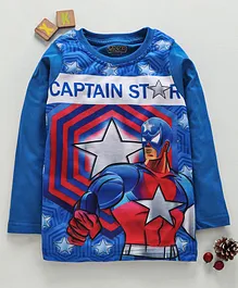 Eteenz Full Sleeves T-Shirt Captain Star Print - Royal Blue