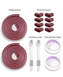 BabyPro Lab Tested Certified Baby Proofing Combo Set of 12 2 x 2 Meters PreTaped Edge Guard 8 Corner Protectors for Sharp Edges for Bed Table & Furniture & 2 Multi Utility Latches