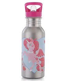DC Comics Unicorn Pinkie Pie Stainless Steel Insulated Water Bottle Grey - 500 ml