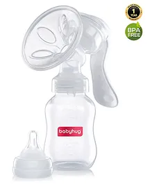 Babyhug Manual Breast pump With 2 Suction Modes &  Free Lactation Consultation- White