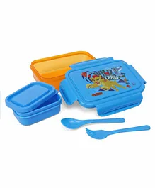 Lion King Lunch Box With Container & Spoons - Yellow & Blue 