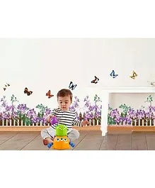 Syga Purple Flowers and Butterfly Wall Sticker - Multicolor 