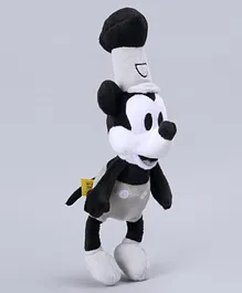 Disney Mickey Mouse Plush Soft Toy In Steamboat Willie Costume Black White - Height 15 cm