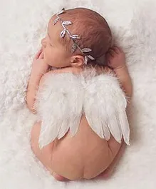 Babymoon Angel Wings with Crown New Born Baby Photography Photoshoot Props Costume - White