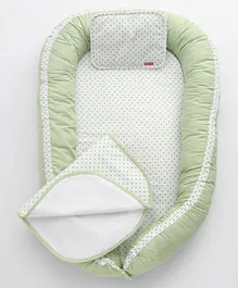 Babyhug Premium Cotton Baby Nest 4 Piece Gadda Set Polka Dots Print - Green