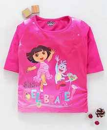 Eteenz Three Fourth Sleeves Top Dora Print - Pink