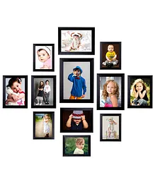 Wens Synthetic Wood Wall Mounted Photo Frames Set of 12 - Black