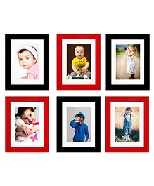 Wens Synthetic Wood Wall Mounted Frames Set Of 6 - Red Black