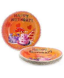 Karmallys Printed Paper Plates Happy Birthday Items Print - 19 cm
