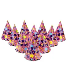 Karmallys Printed Paper Caps With Happy Birthday Flower Print - 15 cm