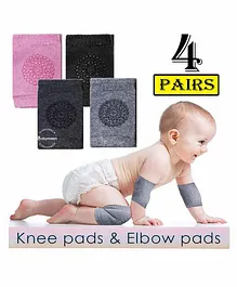 Babymoon Anti Slip Baby Protector Knee Caps Set of 4 - Multicolour