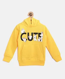 Little Marine Cute Print Full Sleeves Hoodie - Yellow