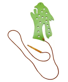 Alpaks Lacing Bird Shape Wooden Toy - Green ( Rope Color May Vary)
