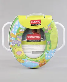 Babyhug Soft Potty Seat With Handle Animal Print - Green