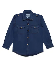 AJ Dezines Denim Full Sleeves Front Pocket Shirt - Blue