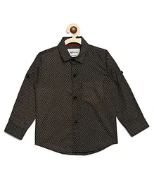 AJ Dezines Full Sleeves Flower Print Shirt - Black