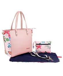 My Milestones Leather Diaper Tote High Street - Peach Spring