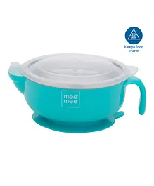 Mee Mee Stay Warm Steel Bowl With Suction Base - Blue