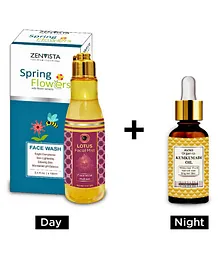 Zenvista Spring Flowers Face Wash and Avnii Kumkumadi Oil - 100 ml and 30 ml 