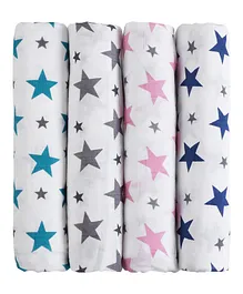 Haus & Kinder Cotton Muslin Swaddle Wrap Twinkle Print Pack of 4 - Multicolour 