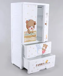 Storage Cabinet With Drawer Bear Print - White