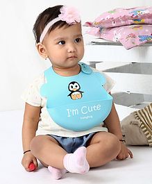 Babyhug Silicone Bib Penguin Print - Blue