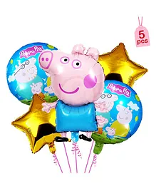 Shopperskart Peppa Pig Theme Foil Balloons Multicolour - Pack of 5