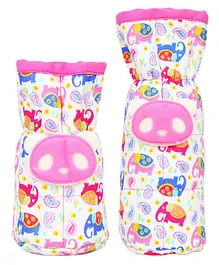 1st Step Bottle Covers Animal Applique White Pink Pack of 2 - Fits Upto 250 ml & 125 ml Each