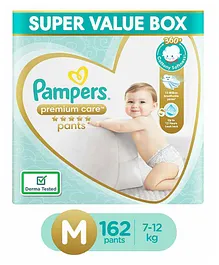 Pampers Premium Care Pants, Medium size baby diapers (M), 162 Count, Softest ever Pampers pants