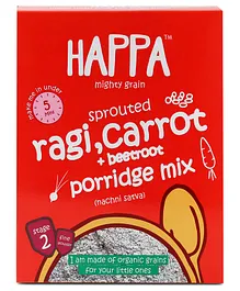 Happa Organic Stage 2 Sprouted Ragi Carrot and Beetroot Porridge Mix - 200 gm