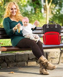 Babyhug Backpack Style Diaper Bag - Red Black