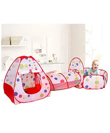 Skylofts 3-Piece Kids Pop Up Play Tent Crawl Tunnel and Ball Pit Playhouse with Basketball Hook - Red